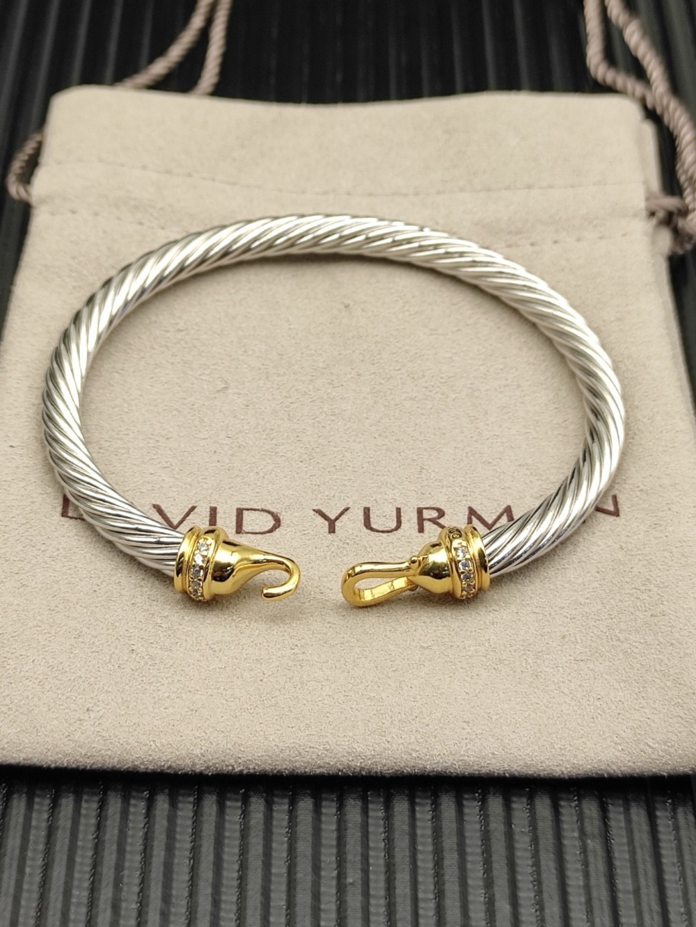 David Yurman Two-Tone Cable Bracelet - Silver & Gold